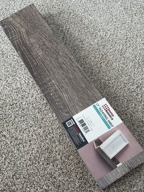 Home Basics Grey Floating Shelf with Wood Grain Finish